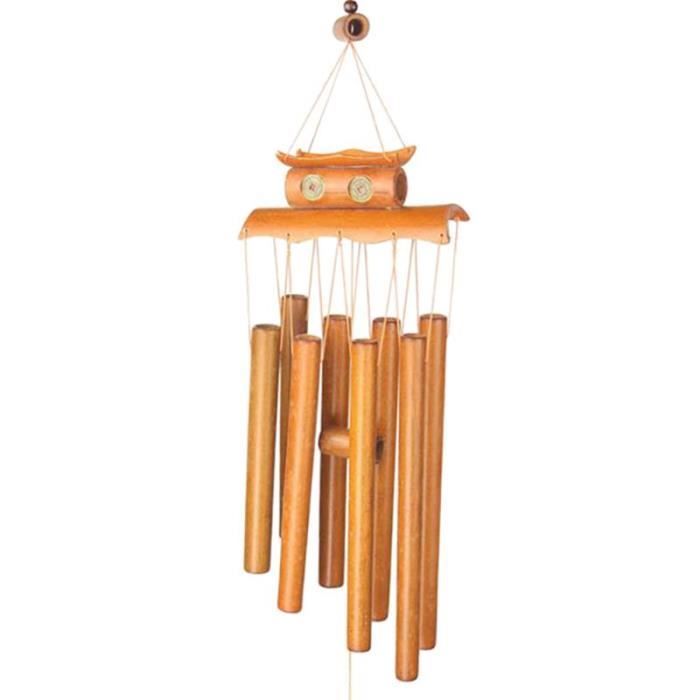 Carillon à Vent En Bambou 6 Tubes - 78 Cm - Décoration Jardin Et Intérieur Vintage - Cadeau Relaxant