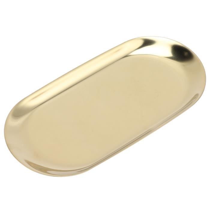 Plateau de service ovale en acier inoxydable brillant robuste et durable