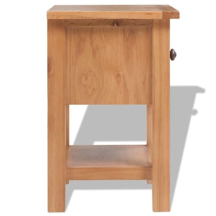 Table de chevet 36 x 30 x 47 cm Bois de chêne massif - Maison