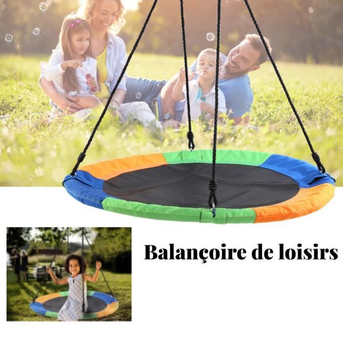 Balançoire Nid D'oiseau Pour Extérieur - Diamètre 100 Cm, Tissu Oxford 900D, Cordes Renforcées, Support 300 Kg, Multicolore