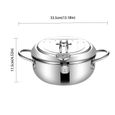 Friteuse Pot Couvercle Pot Cuisineuse à puce en acier inoxydable avec thermomètre pour la cuisine 24cm-1