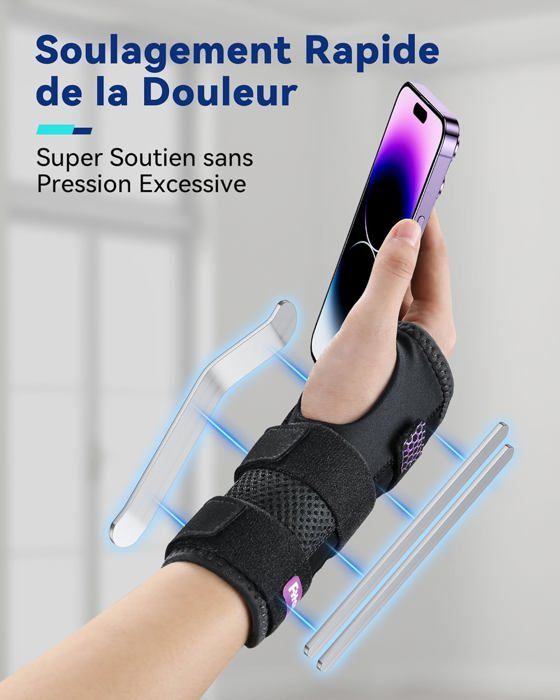 Orthèse De Poignet Avec Attelles Métalliques – Taille L/XL – Bleu – Pour Tendinite/arthrite