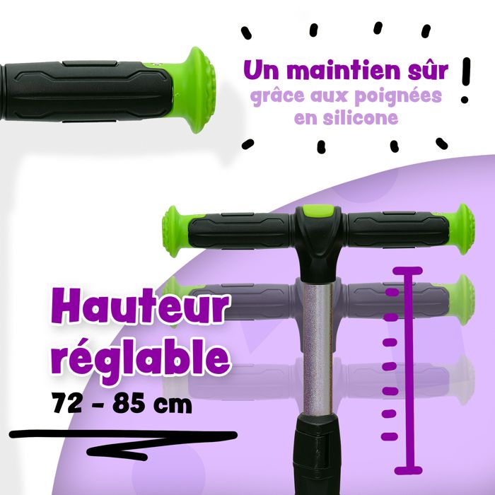 Trottinette Enfant Apollo KidsPro 4 – 3 Roues, LED, Pliable, Réglable 85 Cm, Dès 3 Ans, 60 Kg