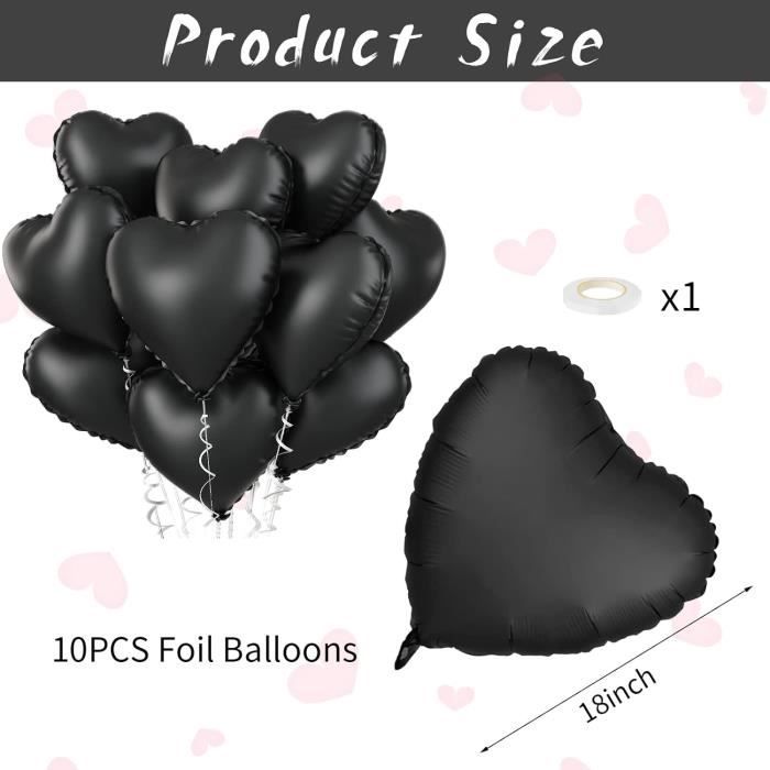 Ballon Aluminium Noir, 10 Pièces Ballons Coeur Mariage À L'Hélium, Ballon  Aluminium Coeur Noir 18 Pouces Ballons À L'Hélium M[u1729] - Cdiscount  Maison