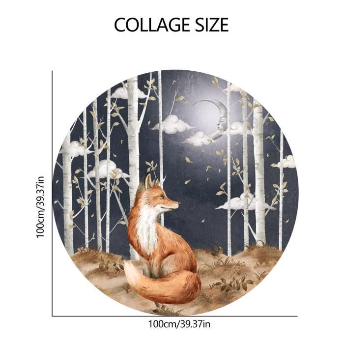 Horloge Murale Ronde Bébé Renard – Peinture à L’Huile Silencieuse – Diamètre 24 Cm – Pile AA Non Incluse – Décoration Salon, Chambre