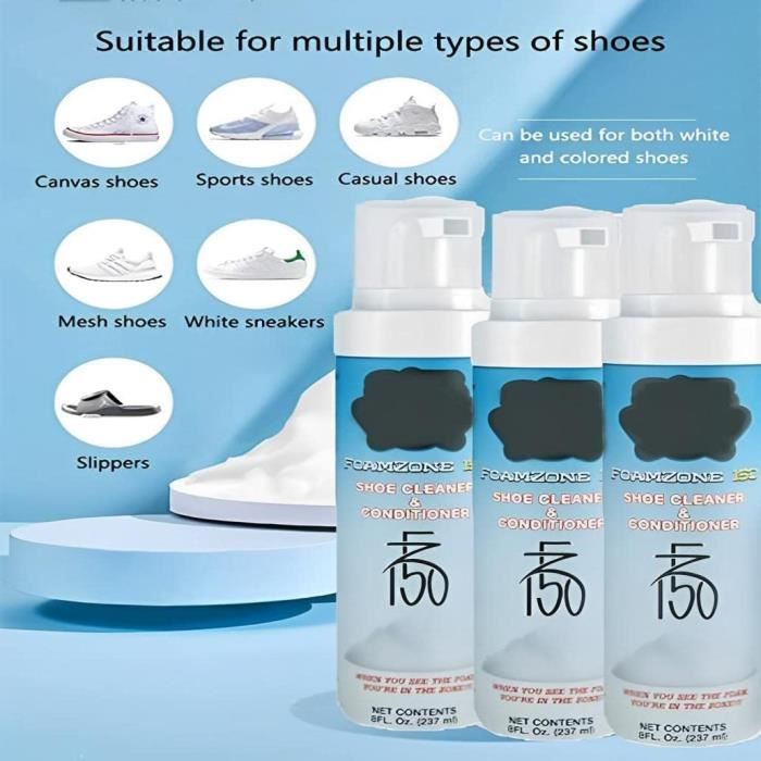 200ml Spray de chaussure blanchissante sans lavage Nettoyant Mousse de  Blanchisseur Agent de nettoyage à sec pour Trainer Canvas Sneaker