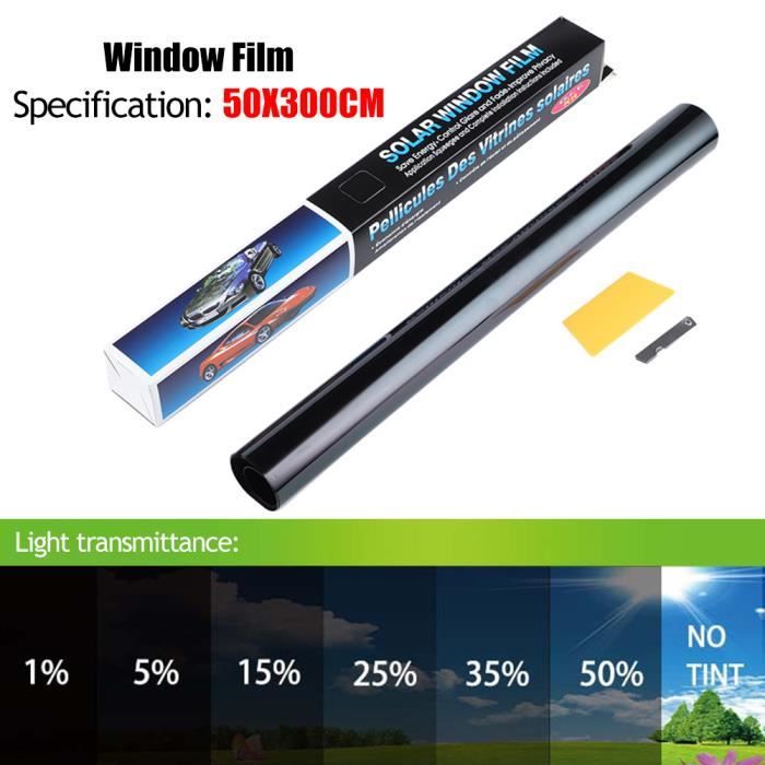 MOCNT Film de Teinte de Vitre Voiture 1% VLT Film Teinté de Fenêtre Fumée Noir Rouleau Autocollant Verre Film Teinte Solaire Protection Film de Verre Anti Regard 50cm X 300cm MOCNT Film de Teinte de Vitre Voiture 1% VLT Film Teinté de Fenêtre Fumée Noir Rouleau Autocollant Verre Film Teinte Solaire Protection Film de Verre Anti Regard 50cm X 300cm