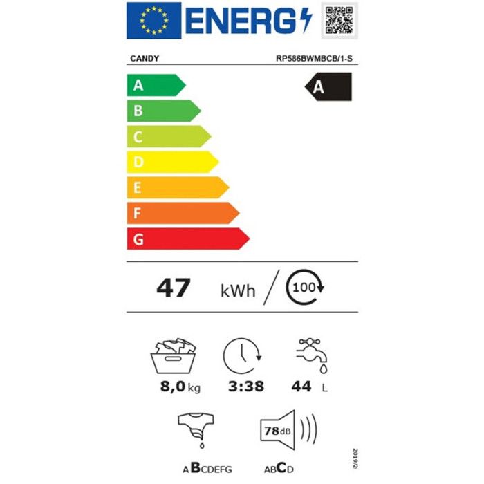 Candy BP 410BL8-S machine à laver Charge avant 10 kg 1400 tr/min Blanc