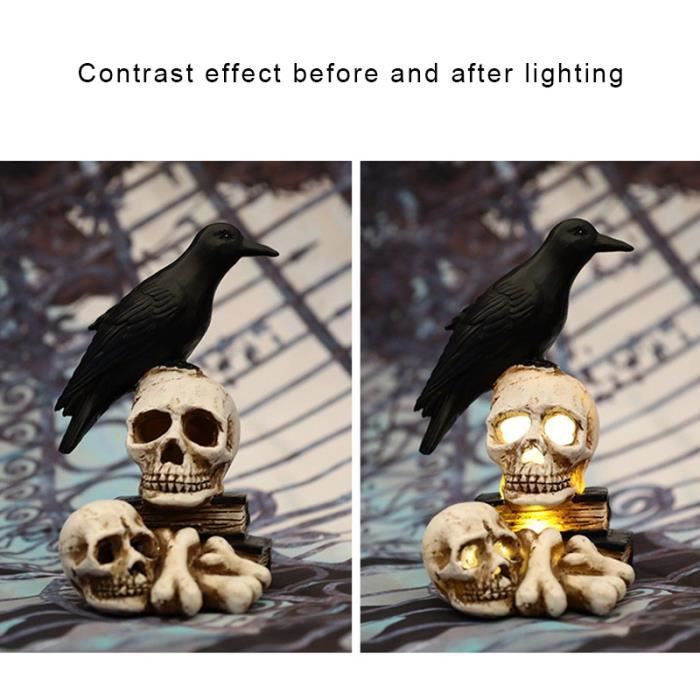 Ornement Halloween SJTJSPX Tête De Mort Squelette - Sculpture Crâne Résine Pour Décoration Maison Hantée