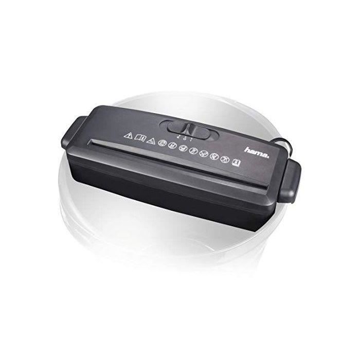 Hama Mini S6 - Destructeur De Documents Compact 6 Feuilles, Coupe En Bandes P-1, Adaptable Sur Corbeille, Idéal Maison Et Bureau
