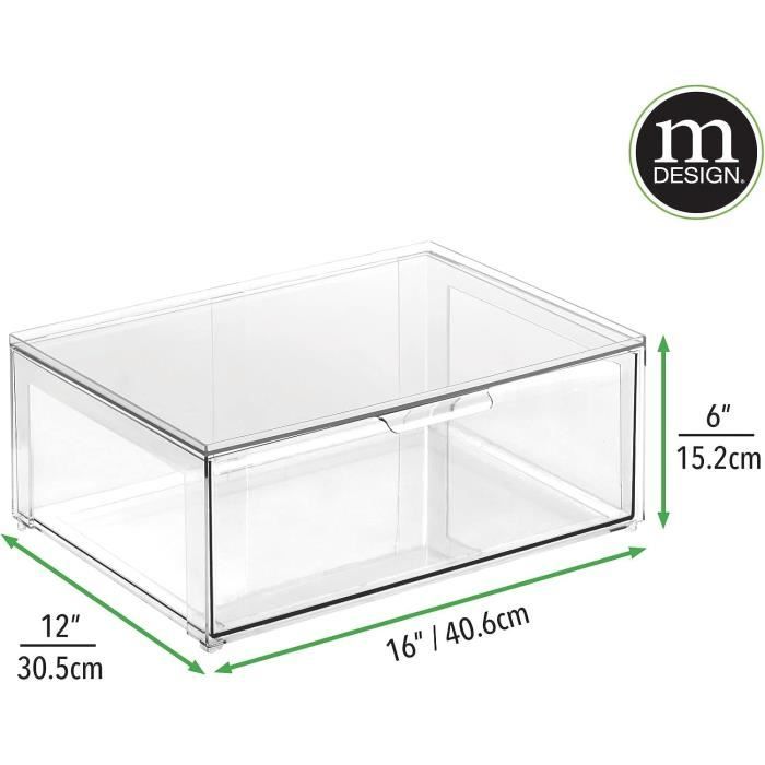 mDesign grande boite de rangement plastique – rangement tiroir en