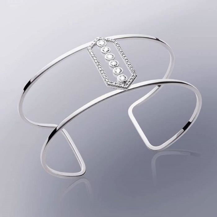 Bracelet Jonc Ouvert En Argent Massif 925/1000 - Neuf Avec étiquettes, Plaqué Or