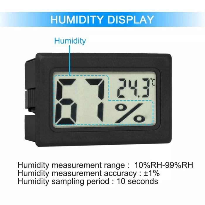 Thermomètre Intérieur Numérique Avec Horloge Et Calendrier - Moniteur Température Et Humidité De Bureau - Grand écran LCD - Dimensions 105x60x10 Mm - 11