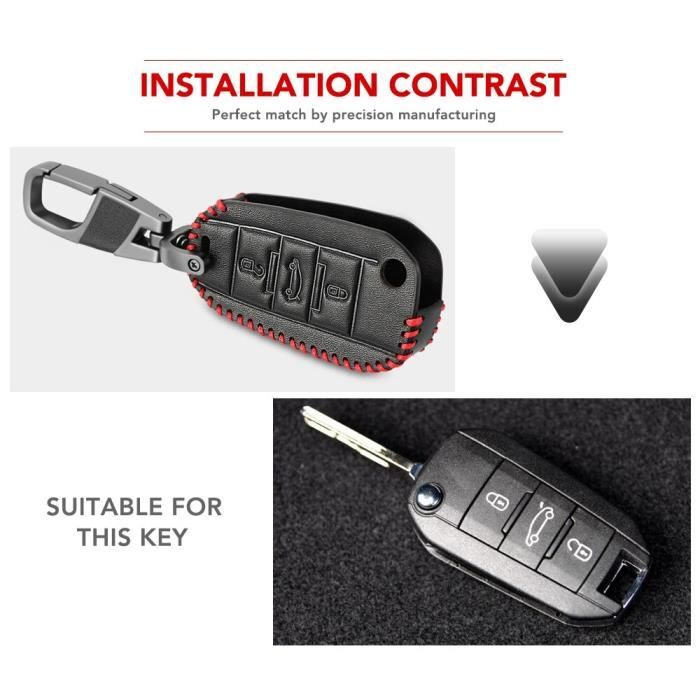 Nouveau Design 3 bouton en cuir voiture télécommande porte clés coque  housse pour Peugeot 3008 208 308 508 408 2008 307 M2480 - Cdiscount Auto