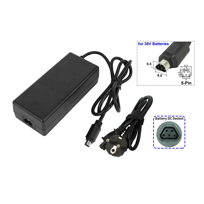 HANERIDE Chargeur 42V 2A Pour Batterie Phylion 36V - Compatible Fischer Et Nombreux Vélos Électriques 5 Broches