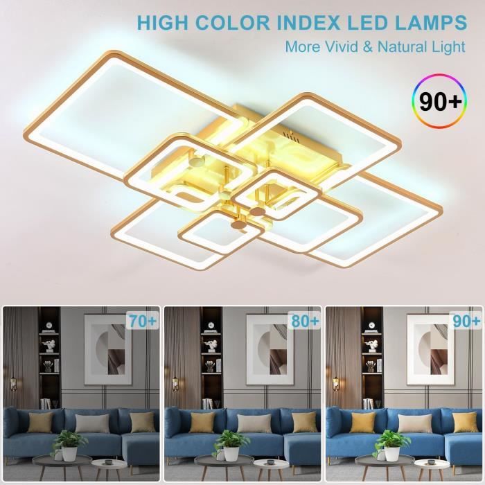 Plafonnier LED Carré 56W 50x50cm - Style Moderne CCT Avec Télécommande | Éclairage Réglable Et Contemporain