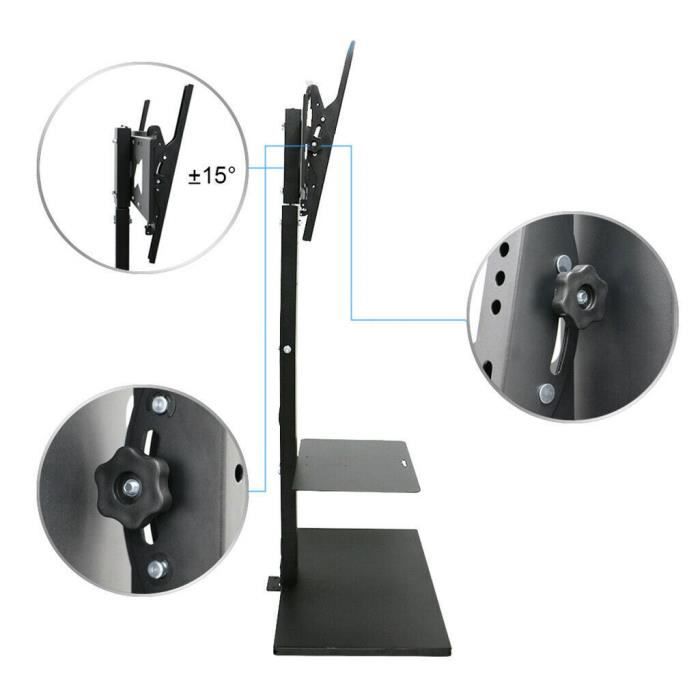 Pied TV Universel Grifema Pour écrans 22 à 65 Pouces - Hauteur Ajustable, Support Jusqu'à 50kg