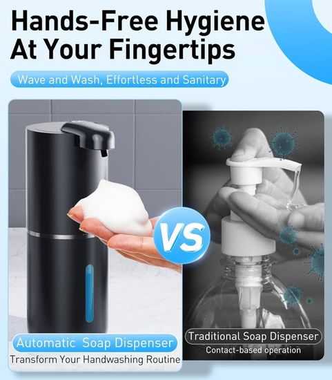Distributeur De Savon Automatique 500mL ZHHGOO - Montage Mural, USB Rechargeable, Étanche IPX5, Idéal Salle De Bain Et Cuisine
