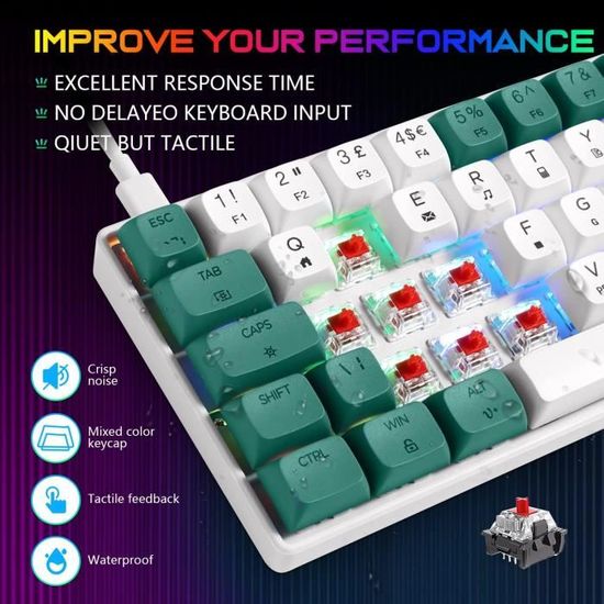 60% Mini Clavier de Jeu Mecanique Red Switch, RGB Retroeclaire Filaire Type  C Compact Portable 62 Touches Gaming Keyboard pou - Cdiscount Informatique