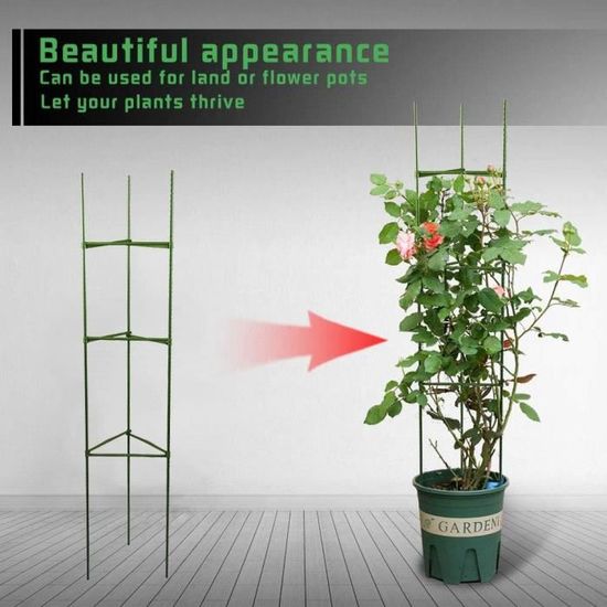 Cage à Tomates 130cm - Lot De 6 - Support Plantes Grimpantes - Structure Robuste Acier Et Plastique