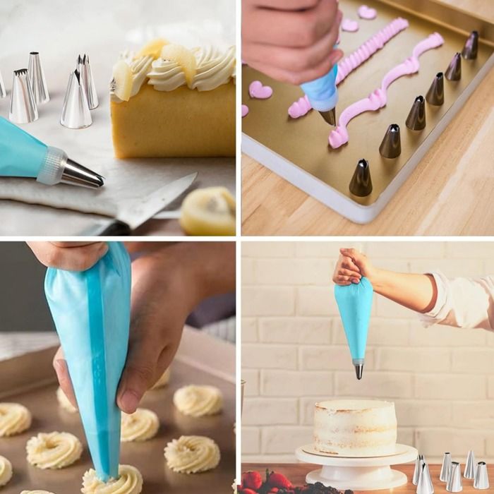 6 Poches à Douille Réutilisables - Kit Accessoires Pâtisserie DIY - Pour Décorations Desserts