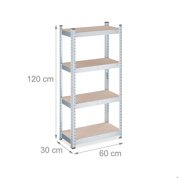 Relaxdays Étagère Garage Galvanisée - 5 Niveaux, Charge 875 Kg - 150x75x30 Cm