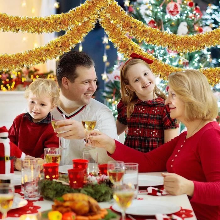 OUQIWEN Guirlandes Tinsel Noël,6 pcs x 2m Guirlande Tinsel Brillante