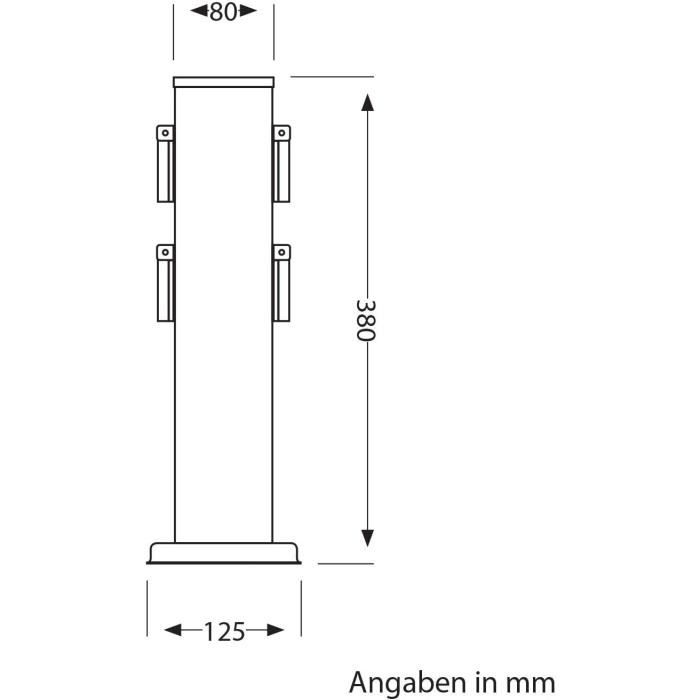 Colonne Prise Extérieure POLLY IP44 Ledscom – 3 Prises + Piquet, Anthracite/inox