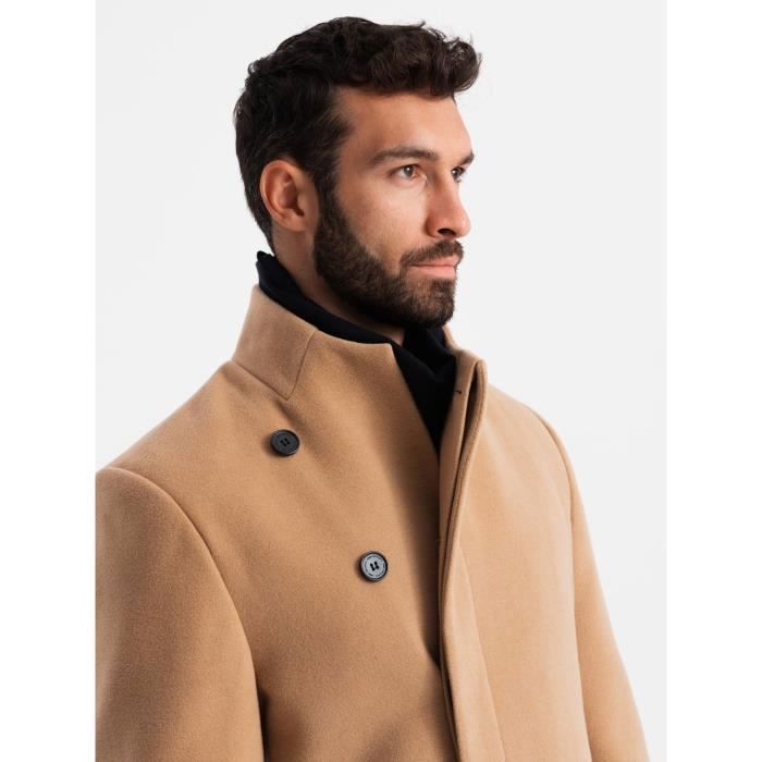 Manteau Long et Ajusté Ombre Pour Homme Beige Beige