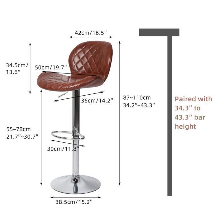 Tabouret de Bar Industriel UNHO Lot de 2 Rotatif 360