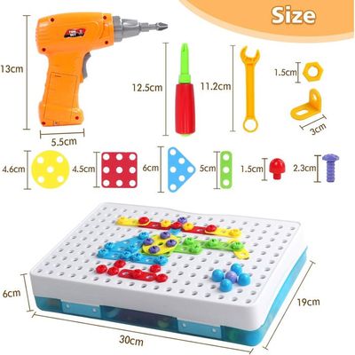 BUOAZR Jouet Enfant 3 4 5 6 Ans Mosaique Puzzle 3D Dinosaure Etabli Enfant Bricolage, Jeux de Construction Visseuse avec Perceuse Électronique, Jouet BUOAZR Jouet Enfant 3 4 5 6 Ans Mosaique Puzzle 3D Dinosaure Etabli Enfant Bricolage, Jeux de Construction Visseuse avec Perceuse Électronique, Jouet