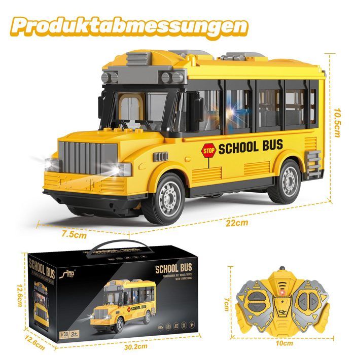 Bus Scolaire RC, Jouet de Voiture télécommandé 2,4 G avec Lumières LED et Portes Ouvrantes, Matériau ABS Haute Simulation à L'échelle 1:32, pour Enfants Garçons Filles âGés de 3 (Yellow Bus Scolaire RC, Jouet de Voiture télécommandé 2,4 G avec Lumières LED et Portes Ouvrantes, Matériau ABS Haute Simulation à L'échelle 1:32, pour Enfants Garçons Filles âGés de 3 (Yellow