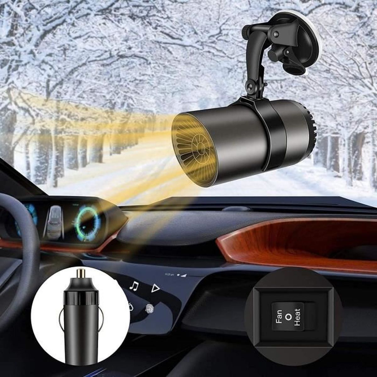 12 V DSLIHA Dégivreur 2-en-1 Portable pour Voiture 150 W dégivreur Rapide avec Fonction de Refroidissement et de Chauffage