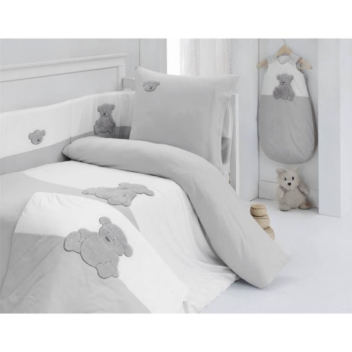 Housse de Couette 80x120cm Lit Bébé Coton JERSEY SOURISETTE Sensei La Maison du Coton 