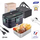 Gamelle chauffante BCSK® 1.8L | Lunch box chauffante 12/24/220V, boîte à repas - Acier inoxydable, chauffage rapide + 2 ustensiles
