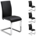 IDIMEX Lot de 4 chaises de salle à manger LETICIA piètement chromé et revêtement synthétique noir