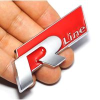 LOGO 3D CHROME RLINE STICKER ROUGE BADGE CATEGORIE R-LINE AUTOCOLLANTS DE PACK SPORT VW GOLF 5 6 7 TOUAREG TIGUAN PASSAT JETTA