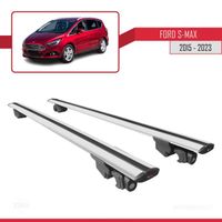 Pour Ford S-Max 2015-2023 HOOK Barres de Toit Railing Porte-Bagages de voiture Avec verrouillable Alu Gris