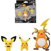 Figurines Pokémon Bandai - Pack évolution Pichu, Pikachu et Raichu