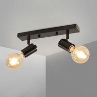 Plafonnier  spot 2x E27, Luminaire lustre pour Salon-Chambre industriel Or et Noir (san Ampoules)