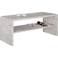 Table basse LOUNA, table de salon rectangulaire ou meuble TV de 100 cm avec 1 étagère de rangement, en mélaminé décor béton