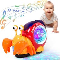 Jouet musical de Bébé, Jouet de Crabe Rampant avec Musique/Lumières LED, Détection Automatique, jouet pour Bébé plus de 12 mois