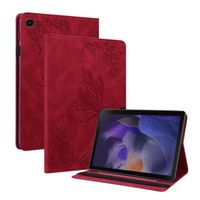 Coque pour Samsung Galaxy Tab A9 PLUS 11", Étui Housse de Protection en Cuir PU,papillon rouge et fleur HHDH
