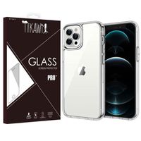 Tikawi Coque Iphone 12 Pro (6,1") Transparente + Film de protection en verre trempé HD, Gel Souple Haute Protection, Fine et légère