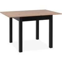 Table à manger extensible COBURG - Décor chêne artisan et noir - Rallonge 40 cm - 4-6 personnes - L 80-120 x P 90 x H 76,5 cm