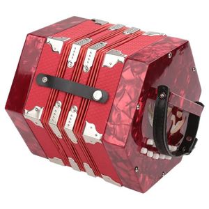 ACCORDÉON Akozon accordéon à boutons Instrument de musique accordéon accordéon professionnel à 20 boutons (rouge) musique concertina