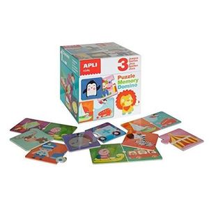 MÉMORY APLI Boîte de 3 jeux Mémory - Domino - Puzzle