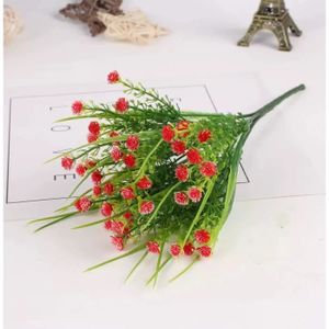 FLEUR ARTIFICIELLE Fleurs artificielles pour décoration extérieure,décoration de printemps et d'été,degré UV,libanverts en plastique- red 3-5 PCS