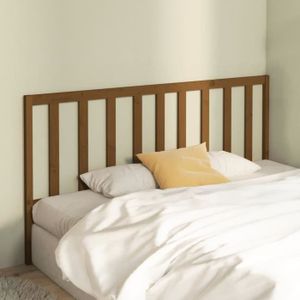 TÊTE DE LIT Tête de lit en bois massif de pin - ESTINK - Marron miel - 186x4x100 cm