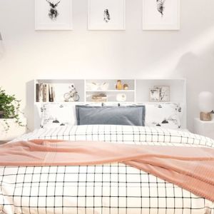 TÊTE DE LIT Armoire de tête de lit - GOTOTOP - MAD - Blanc - 180 cm - Contemporain - Design